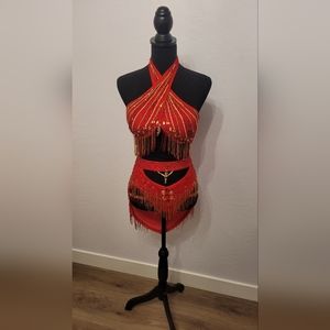 Women's rhythm/Latin fringe ballroom two piece set. Costume.